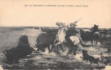 CPA 13 LES TAUREAUX EN CAMARGUE TRAVERSANT LE RHONE
