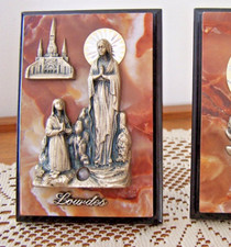 Reliquaire LOURDES Scène BERNADETTE Fontaine Eau Bénite Apparition VIERGE Basili