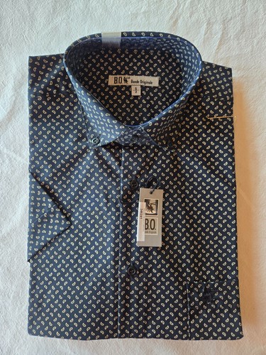 Chemise noire motifs - chemise, neuve