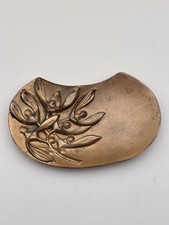 Vide Poche Ancien Vintage Métal Art Nouveau Floral Signé #A17