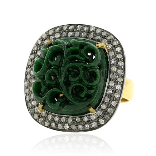 Bague vintage diamant jade - bague,