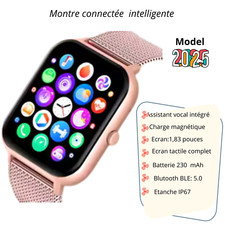 Montre Connectée 1,83" Unisexe IP67 Appel SMS Cardio Sommeil Sport Fitness