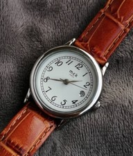 Montre Femme MCK Paris Vintage Watch 1990's Classique  Cuir Métal Argenté Quartz