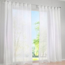 2 Pcs Voile Rideaux Transparent a Passant Rideaux Fenetre Balcon en Tulle Lar...