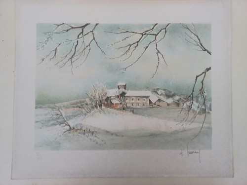 Paysage hiver lithographie - d',
