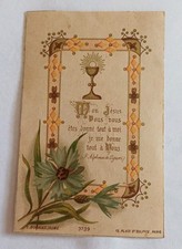 Ancienne image pieuse souvenir de Première Communion  1892 