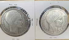 France 2  Piece 20 Francs Turin Argent 1933.Rameaux Longs.Rameaux Courts