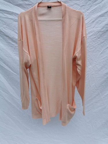 Gilet long ouvert rose - long, saumon