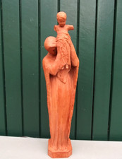 Jacques Martin Statuette Statue en terre cuite Vierge à l'enfant Jésus Religieus