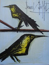 Bernard BUFFET : Les oiseaux,  LITHOGRAPHIE originale signée, 1967, Mourlot