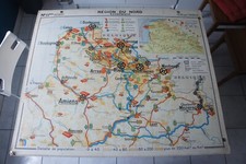 ANCIENNE CARTE SCOLAIRE MURALE HACHETTE 11 12 REGION DU NORD DE L’EST