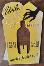 Plaque Panneau Publicitaire Ancien « ETOILE AEROSOL Eau de Cologne  » Carton