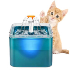 Fontaine à Eau pour Chat Chien 2L, Distributeur Silencieux, Lumière LED Intégrée