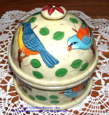 BOITE DE COLLECTION ARTISANALE  EN STEATITE PEINTE A LA MAIN LES 3 OISEAUX ***