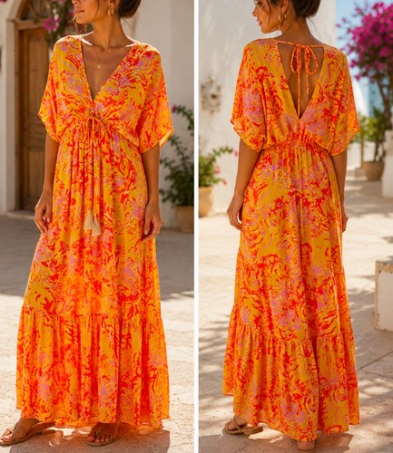 Très longue robe bohème - 💛,