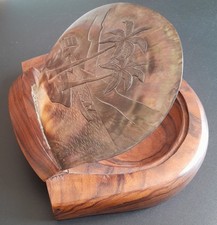 COFFRET BOITE VIDE POCHE D'APRES ALEXANDRE NOLL COQUILLAGE NACRE WOOD SHELL BOX