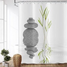 Rideau de Douche en Bambou 180x200 cm Spa Relaxant Méditation Bambou Vert Lav...