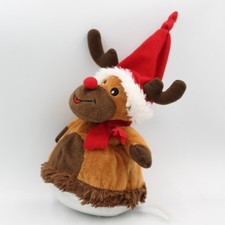 Doudou renne élan cerf beige marron rouge Noël  - 29386