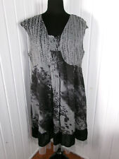 Robe léger Coton noir/gris évasée sans manches LAUREN VIDAL XXL 44/46