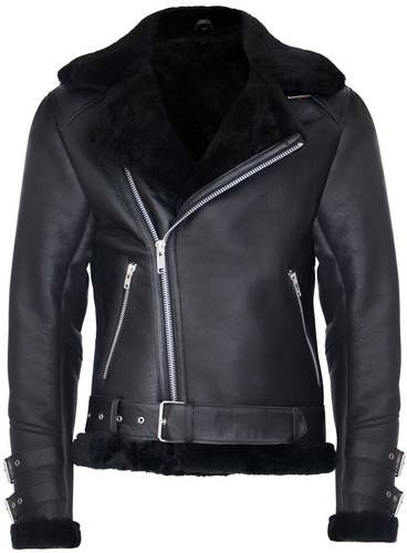 Veste cuir biker - cuir, laine