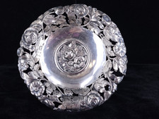 Ancien Hanau 800 Argent Wolf & Knell Compotes Bibelot Plat / Bac Nouveau 1880's