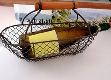 Panier de Porte Bouteille de Vin grillage et Anse à Bois