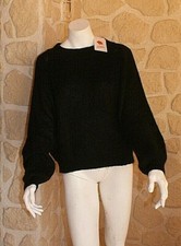 Pull noir neuf Talia Benson taille unique avec kid mohair et laine (sm3)