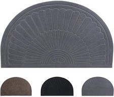 Rubber Doormat Indoor Outdoor Half Round Front Door Mat, Low Profile Welcome Mat