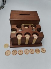 Ancien Coffret Bois Mises Jeux Os Ciselé Teinté Jetons Poker Casino Jeu...