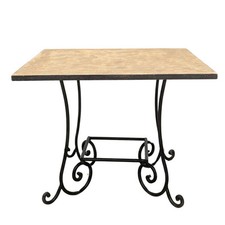 Guéridon carré ou table d'extérieur en fer forgé et carrelage