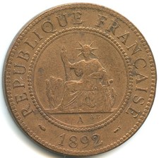 Indochine 1 centime 1892 A n°1950