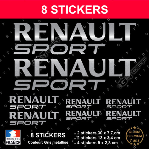 Stickers renault sport - rs, gris