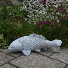 Koi poisson Japon figurine en pierre H.12 cm 30 x 15 cm 4 kg béton blanc rési...