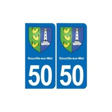 50 Gouville-sur-Mer blason autocollant plaque stickers ville - Angles : arrondis
