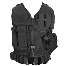 Noir USMC tactique Gilet - Combat Assaut Airsoft Arm?e mou fixation ligne haut
