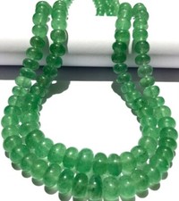 Collier 18" perles rondelles lisses quartz fraise vert fait main homme femme