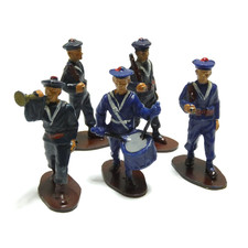 STARLUX LOT 5 SOLDATS MILITAIRE MARINS PONPONS ROUGE 1/32 FIGURINE PLASTIQUE
