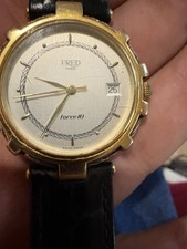 Bracelet Montre Ronde À Quartz En Acier et Plaqué Or  FRED Vintage