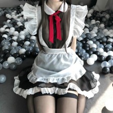 Fille Lolita Serveuse Déguisement Soubrette Robe Ruche Cosplay Lingerie Voir À
