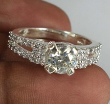 Blanc Diamant Rond Solitaire 1.18 Carat Certifié Homme Fiançailles Bague