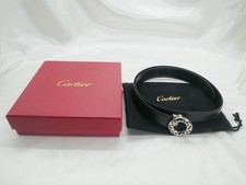 Auth Cartier Ceinture Panthère Boucle Cuir Noir Quincaillerie Argent avec Tou...
