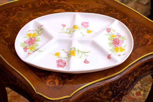 Plat ovale compartiments - plat, blanc
