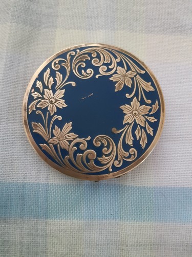 Poudrier ancien laqué bleu - , et