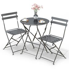 VOUNOT Ensemble bistro extérieur 1 table 2 chaises acier gris