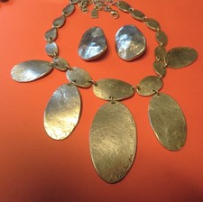 COLLIER & BOUCLES d'OREILLES VINTAGE métal argenté, Lili la pie,