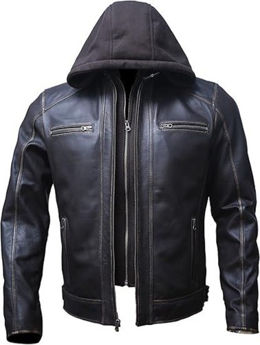 Veste cuir capuche - veste, pour