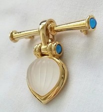 vintage : Broche Lalique doré en plaqué or et cabochons cristal