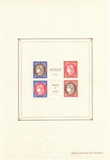 FRANCE BLOC PEXIP PARIS 1937 N° 3 NEUF * GOMME LEGERE TRACE CHARNIERE COTE 450 €