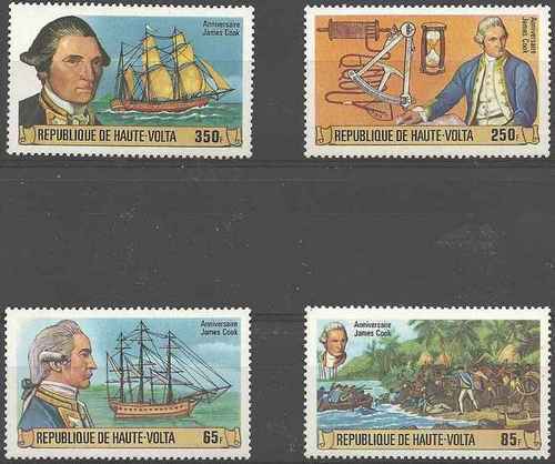 Timbres bateaux james cook - bateaux,