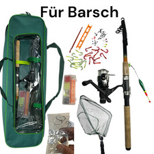 46 Pcs. Kit de Pêche Complet Téléréglable 2,40m Incl. Rouleau, Sac Et Épuisette